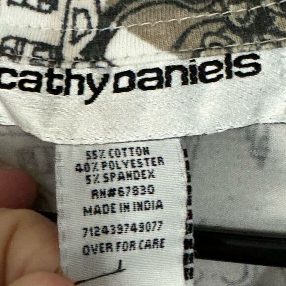 Cathy Daniels 90s Floral Tropical Island Polo Style Unisex T-Shirt L - Picture 4 of 5